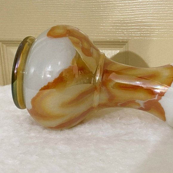 Handmade Glass Vase Decorated with Orange Roses - Picture 4 of 5